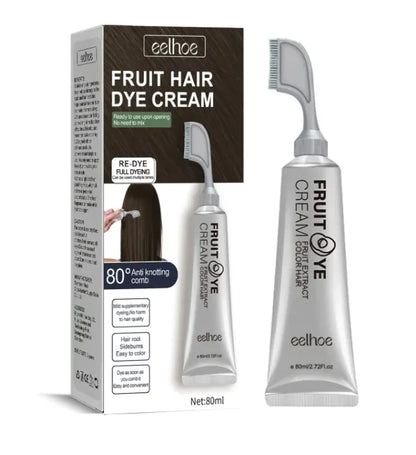 Natural Black Fruit Dye Cream – Gentle Gray Coverage with Built-In Comb