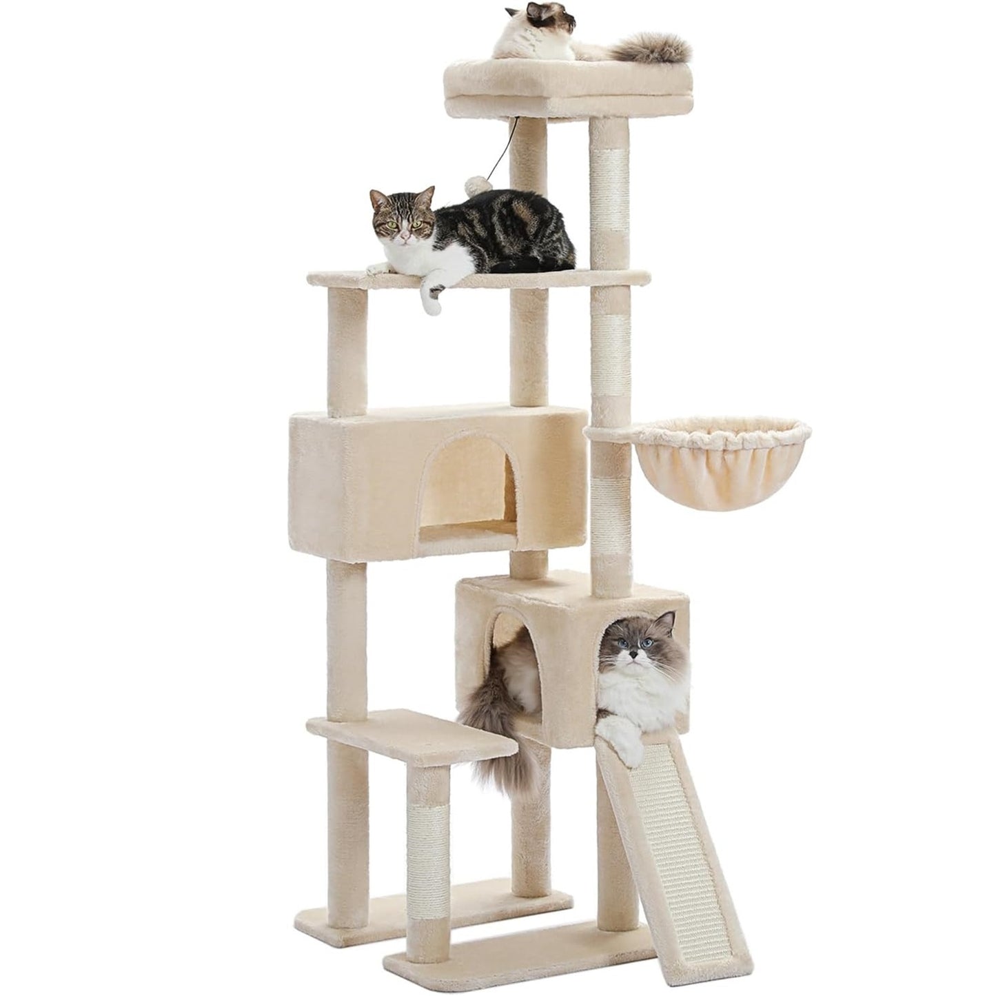 60.62 Inches Multi-Level Cat Tree Cat Tower For Indoor Cats With Sisal-Covered Scratching Post, Cozy Cat Condo, Padded Top Perch For Indoor Cats