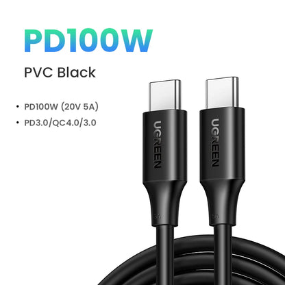 UGREEN 100W USB Type C To USB C Cable For Samsung Galaxy S24 For iPhone 15 Macbook Xiaomi PD Fast Charging Charger 5A Fast USB C