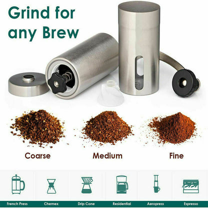 Hand Crank Pepper Conical Burr Grinder Coffee Beans Mill Muller Stainless Steel