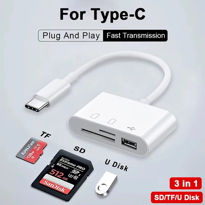 3 In 1 SD TF Card Reader For Apple iPhone