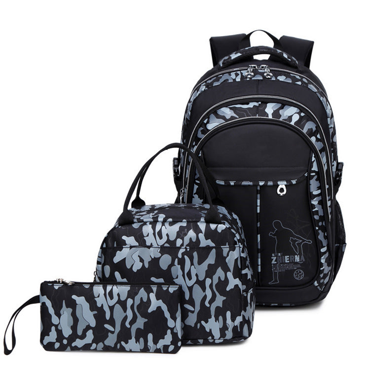 Camouflage Printed Schoolbag Three-piece Set