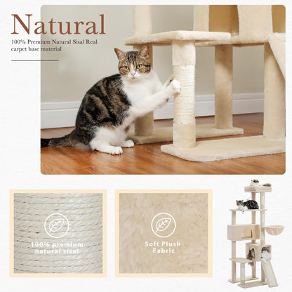 60.62 Inches Multi-Level Cat Tree Cat Tower For Indoor Cats With Sisal-Covered Scratching Post, Cozy Cat Condo, Padded Top Perch For Indoor Cats