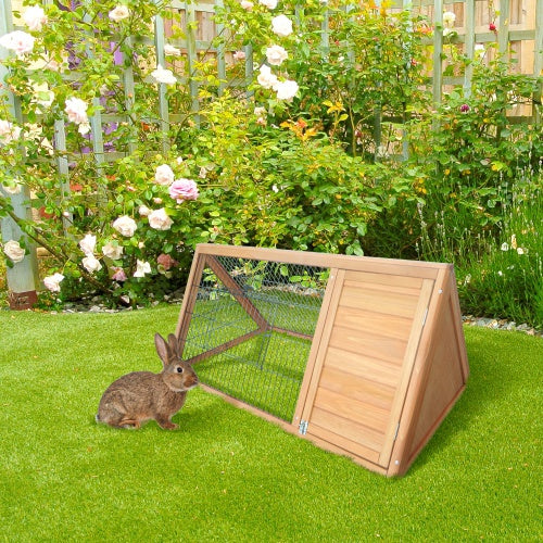 Wooden A-frame Outdoor Rabbit Cage Small Animal Cage