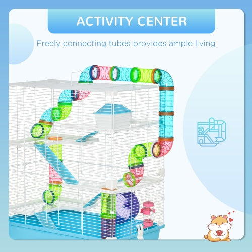 Oversized 23 Hamster Cage With Tube And Tunnel, Portable Carrying Handle