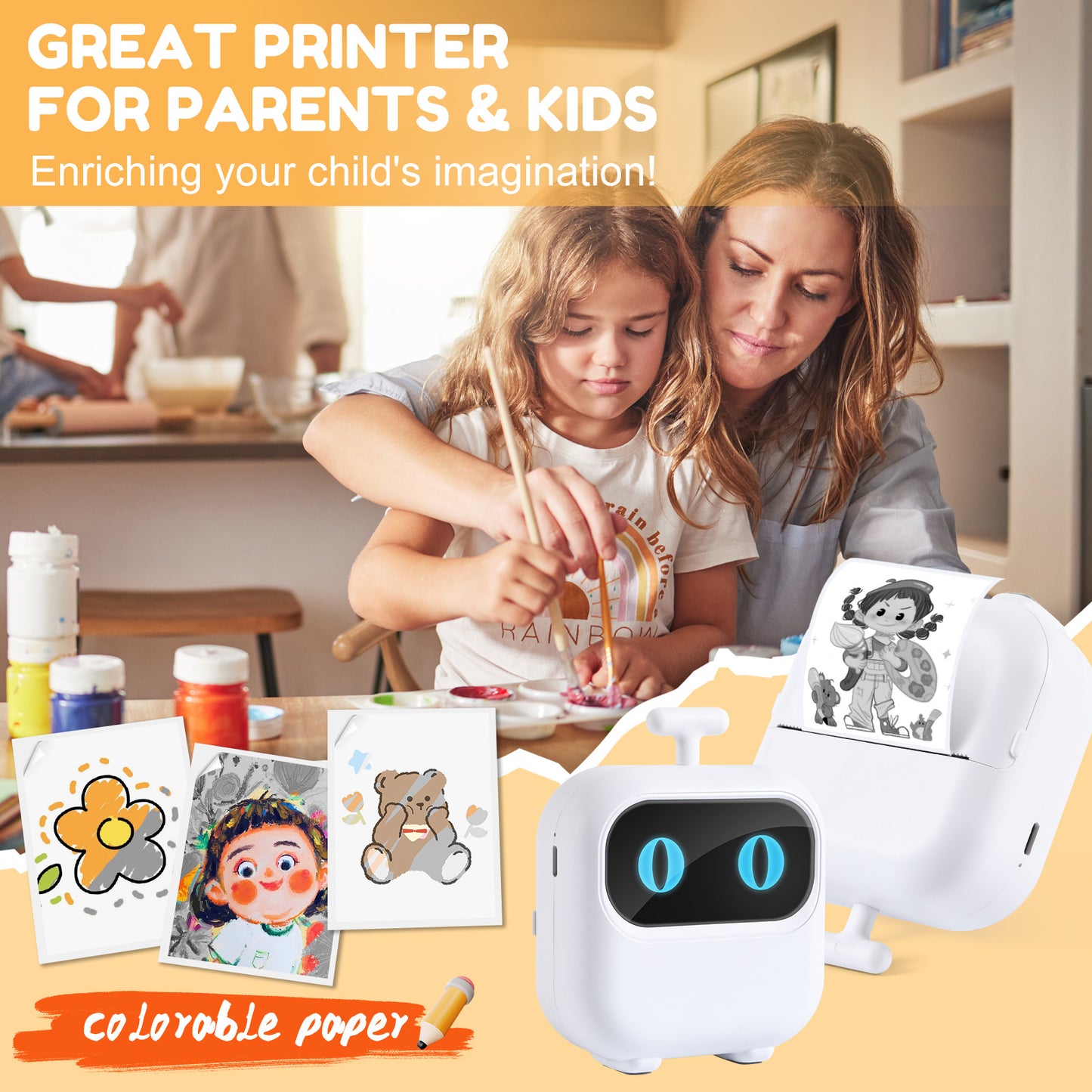 Thermal Mini Printer, X2 Inkless Sticker Maker With Thermal Papers & Sticker Paper.