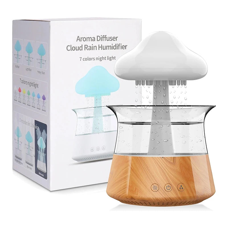 Rain Cloud Electric Air Humidifier 300ml Aroma Diffuser Zen Rain Water Drops Colorful Night Light Humidifier for Home Gift