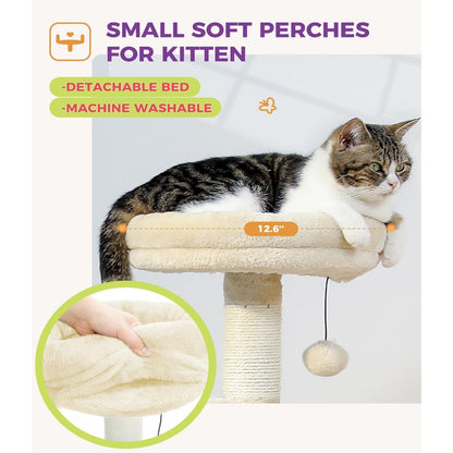 Small Cat Tree For Indoor Cats, Medium Cat Tower With Interactive Cat Toy