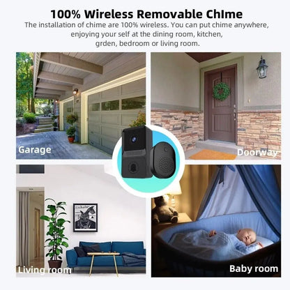 Timbre inalámbrico inteligente con intercomunicador y cámara de vídeo WiFi 