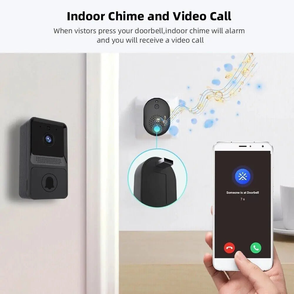 Timbre inalámbrico inteligente con intercomunicador y cámara de vídeo WiFi 