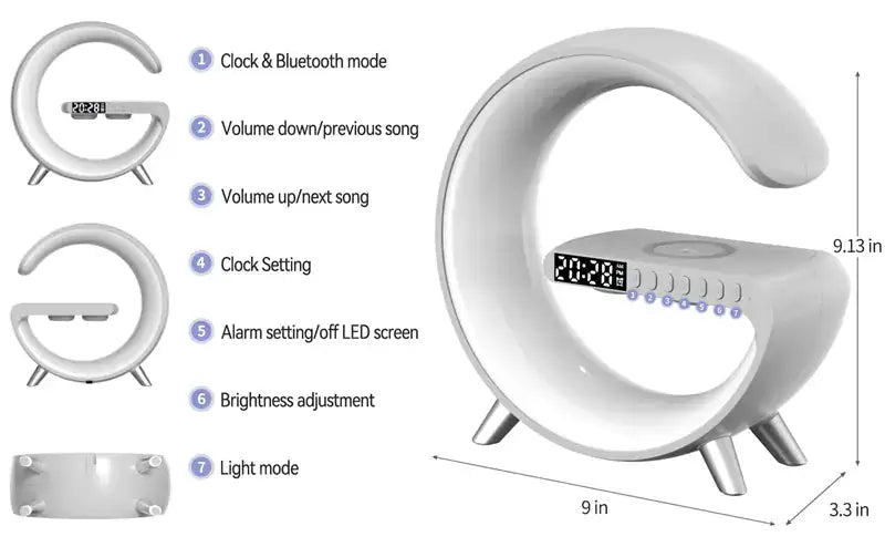 Multifunction Lamp With Speaker And Wireless Charging